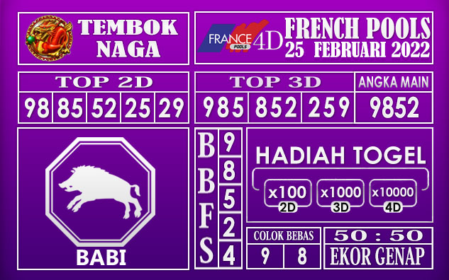 Prediksi Togel French hari ini 26 Februari 2022