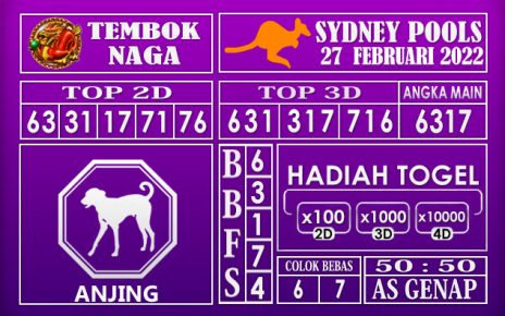 Prediksi Togel sydney hari ini 27 februari 2022