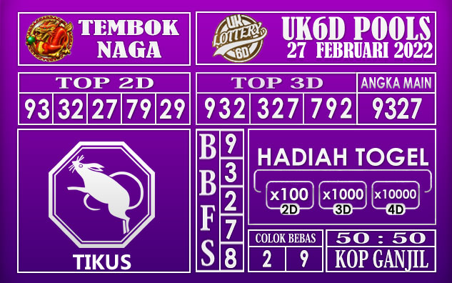 Prediksi Togel uk6d Hari ini 27 Februari 2022