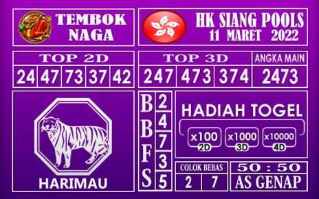 Prediksi Togel Hk siang hari ini 11 Maret 2022