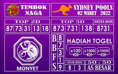 Prediksi Togel Sydney hari ini 02 Maret 2022