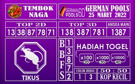 Prediksi Togel german hari ini 25 Maret 2022