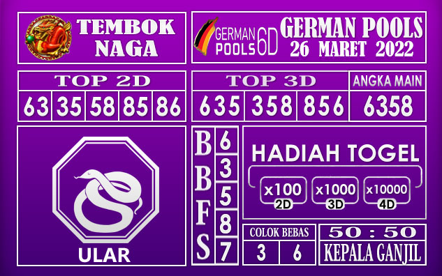 Prediksi Togel german hari ini 26 Maret 2022