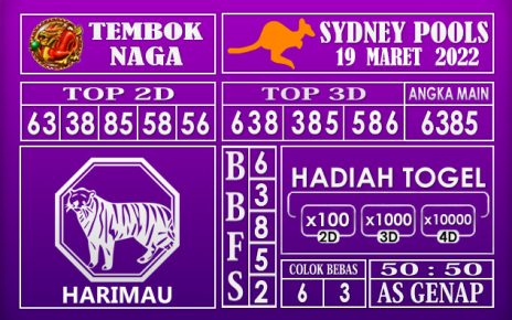 Prediksi Togel sydney hari ini 19 Maret 2022