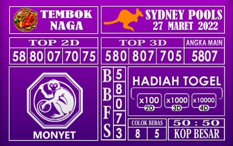 Prediksi Togel sydney hari ini 27 Maret 2022