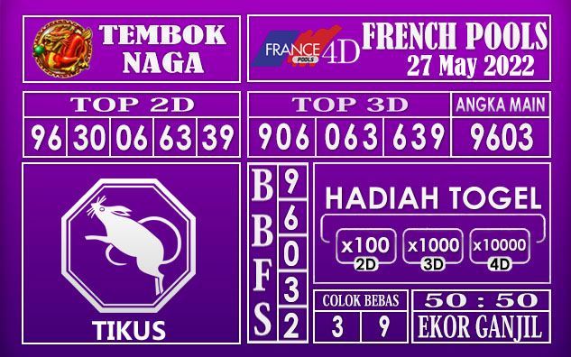 Prediksi Togel French Hari Ini 27 May 2022