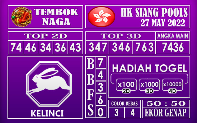 Prediksi Togel Hk Siang Hari Ini 27 May 2022