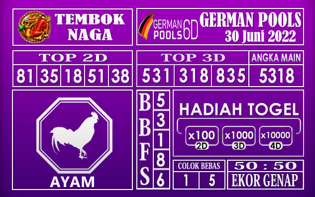 Prediksi Togel German Hari Ini 30 Juni 2022