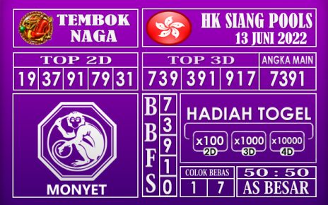 Prediksi Togel Hk Siang Hari Ini 13 Juni 2022