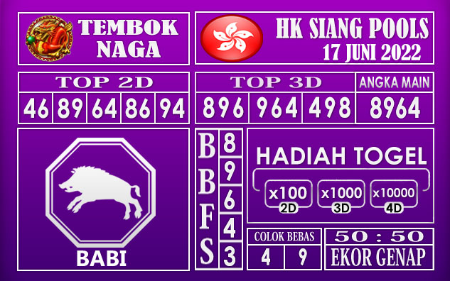 Prediksi Togel Hk Siang Hari Ini 17 Juni 2022