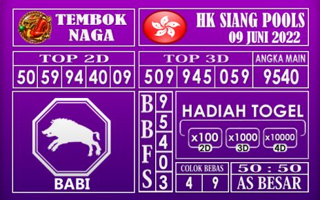 Prediksi Togel Hk Siang Hari Ini 09 Juni 2022