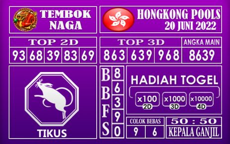 Prediksi Togel Hongkong Hari Ini 20 Juni 2022