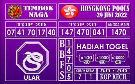 Prediksi Togel Hongkong Hari Ini 29 Juni 2022