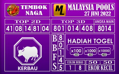 Prediksi Togel Malaysia Hari Ini 27 Juni 2022