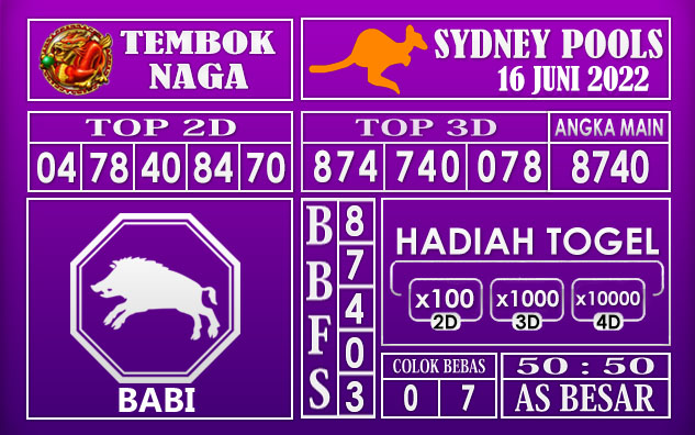 Prediksi Togel Sydney Hari Ini 16 Juni 2022