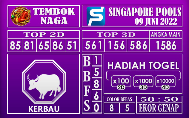 Prediksi Togel Singapore Hari Ini 09 Juni 2022