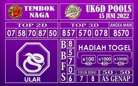 Prediksi Togel UK6D Hari Ini 15 Juni 2022