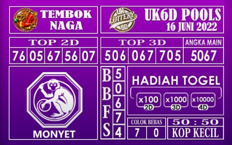 Prediksi Togel UK6D Hari Ini 16 Juni 2022