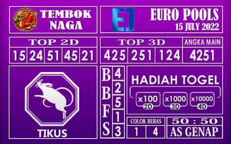 Prediksi Togel Euro Hari Ini 15 July 2022