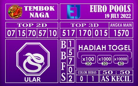 Prediksi Togel Euro Hari Ini 19 July 2022