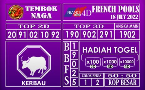 Prediksi Togel French Hari Ini 18 July 2022