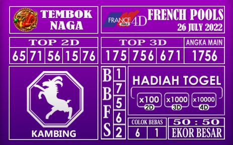 Prediksi Togel French Hari Ini 26 July 2022