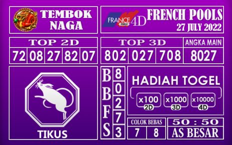 Prediksi Togel French Hari Ini 27 July 2022