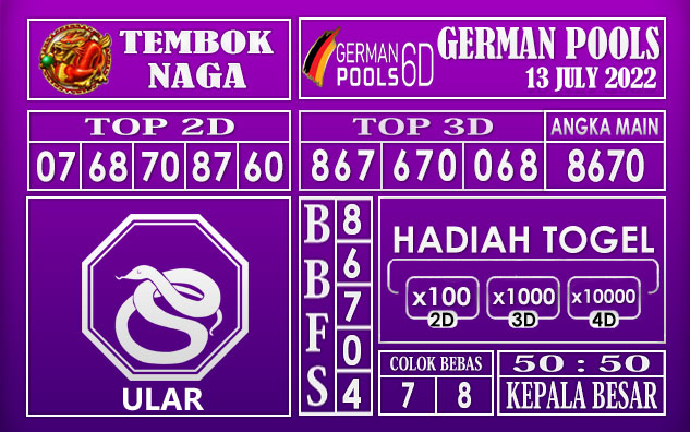 Prediksi Togel German Hari Ini 13 July 2022