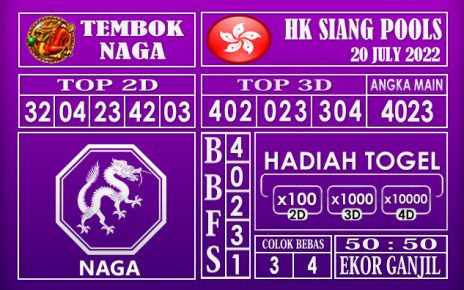 Prediksi Togel Hk Siang Hari Ini 20 July 2022