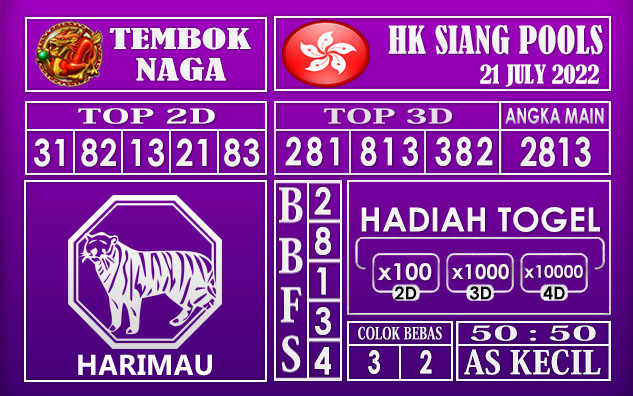 Prediksi Togel Hk Siang Hari Ini 21 July 2022