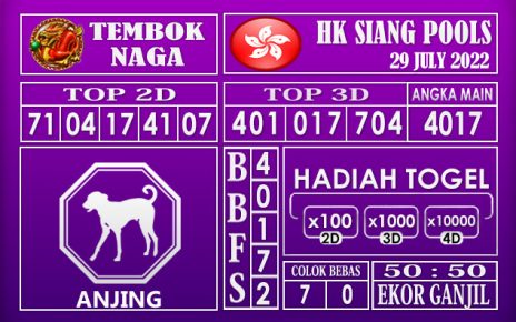 Prediksi Togel Hk Siang Hari Ini 29 July 2022