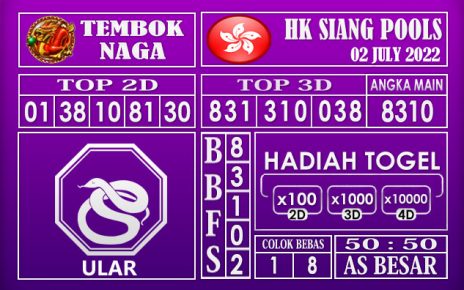 Prediksi Togel Hk Siang Hari Ini 02 July 2022