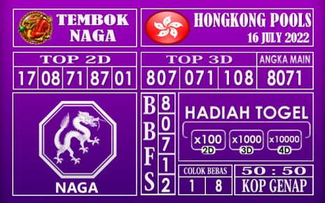 Prediksi Togel Hongkong Hari Ini 16 July 2022