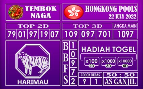 Prediksi Togel Hongkong Hari Ini 22 July 2022