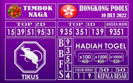 Prediksi Togel Hongkong Hari Ini 10 July 2022