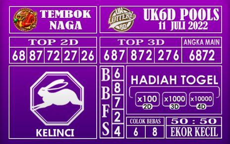 Prediksi Togel uk6d hari ini 11 juli 2022