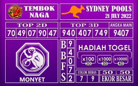 Prediksi Togel Sydney Hari Ini 21 July 2022