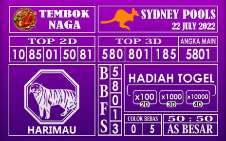 Prediksi Togel Sydney Hari Ini 22 July 2022