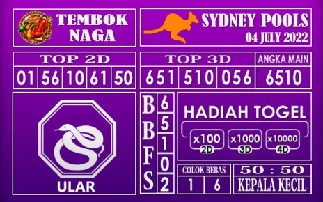 Prediksi Togel Sydney Hari Ini 04 July 2022