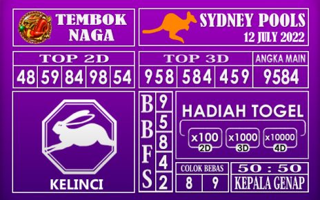 Prediksi Togel Sydney Hari Ini 12 July 2022