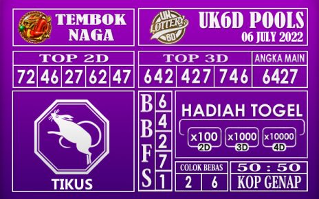 Prediksi Togel UK6D Hari Ini 06 July 2022