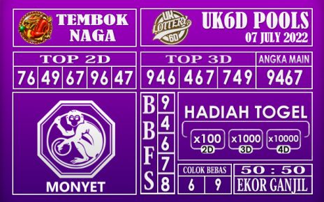 Prediksi Togel UK6D Hari Ini 07 July 2022