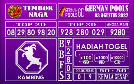 Prediksi Togel German Hari Ini 03 Agustus 2022