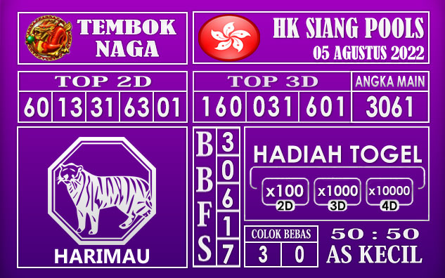 Prediksi Togel Hk Siang Hari Ini 05 Agustus 2022